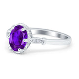 Vintage Style Wedding Ring Round Simulated Cubic Zirconia 925 Sterling Silver