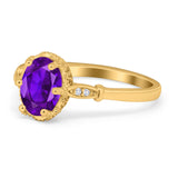 Vintage Style Wedding Ring Round Simulated Cubic Zirconia 925 Sterling Silver