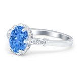 Vintage Style Wedding Ring Round Simulated Cubic Zirconia 925 Sterling Silver