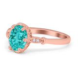 Vintage Style Wedding Ring Round Simulated Cubic Zirconia 925 Sterling Silver