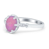 Vintage Style Wedding Ring Round Simulated Cubic Zirconia 925 Sterling Silver