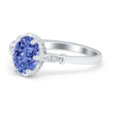 Vintage Style Wedding Ring Round Simulated Cubic Zirconia 925 Sterling Silver