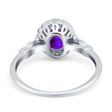 Art Deco Engagement Ring Oval Simulated Cubic Zirconia 925 Sterling Silver