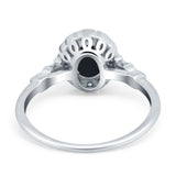 Art Deco Engagement Ring Oval Simulated Cubic Zirconia 925 Sterling Silver