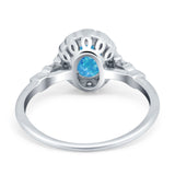 Art Deco Engagement Ring Oval Simulated Cubic Zirconia 925 Sterling Silver