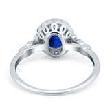 Art Deco Engagement Ring Oval Simulated Cubic Zirconia 925 Sterling Silver