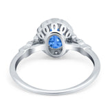 Art Deco Engagement Ring Oval Simulated Cubic Zirconia 925 Sterling Silver