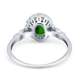 Art Deco Engagement Ring Oval Simulated Cubic Zirconia 925 Sterling Silver
