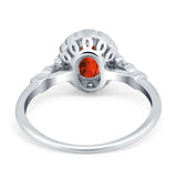Art Deco Engagement Ring Oval Simulated Cubic Zirconia 925 Sterling Silver