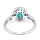 Art Deco Engagement Ring Oval Simulated Cubic Zirconia 925 Sterling Silver