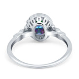 Art Deco Engagement Ring Oval Simulated Cubic Zirconia 925 Sterling Silver