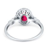 Art Deco Engagement Ring Oval Simulated Cubic Zirconia 925 Sterling Silver