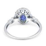 Art Deco Engagement Ring Oval Simulated Cubic Zirconia 925 Sterling Silver