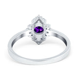 Art Deco Halo Engagement Ring Round Simulated Cubic Zirconia 925 Sterling Silver