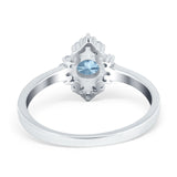 Art Deco Halo Engagement Ring Round Simulated Cubic Zirconia 925 Sterling Silver