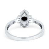 Art Deco Halo Engagement Ring Round Simulated Cubic Zirconia 925 Sterling Silver