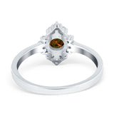 Art Deco Halo Engagement Ring Round Simulated Cubic Zirconia 925 Sterling Silver