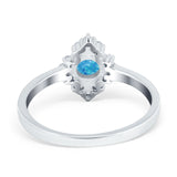 Art Deco Halo Engagement Ring Round Simulated Cubic Zirconia 925 Sterling Silver
