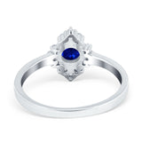 Art Deco Halo Engagement Ring Round Simulated Cubic Zirconia 925 Sterling Silver