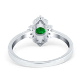 Art Deco Halo Engagement Ring Round Simulated Cubic Zirconia 925 Sterling Silver
