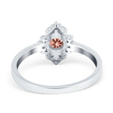 Art Deco Halo Engagement Ring Round Simulated Cubic Zirconia 925 Sterling Silver