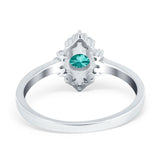 Art Deco Halo Engagement Ring Round Simulated Cubic Zirconia 925 Sterling Silver