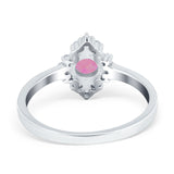 Art Deco Halo Engagement Ring Round Simulated Cubic Zirconia 925 Sterling Silver