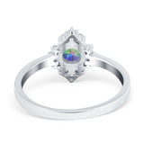 Art Deco Halo Engagement Ring Round Simulated Cubic Zirconia 925 Sterling Silver
