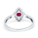 Art Deco Halo Engagement Ring Round Simulated Cubic Zirconia 925 Sterling Silver