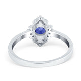 Art Deco Halo Engagement Ring Round Simulated Cubic Zirconia 925 Sterling Silver