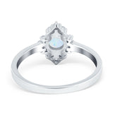 Art Deco Halo Engagement Ring Round Simulated Cubic Zirconia 925 Sterling Silver