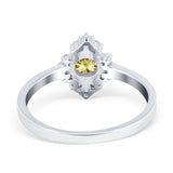 Art Deco Halo Engagement Ring Round Simulated Cubic Zirconia 925 Sterling Silver