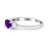 Three Stone Oval Engagement Ring Simulated Cubic Zirconia 925 Sterling Silver