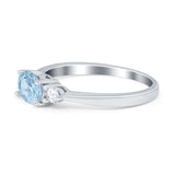 Three Stone Oval Engagement Ring Simulated Cubic Zirconia 925 Sterling Silver