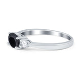 Three Stone Oval Engagement Ring Simulated Cubic Zirconia 925 Sterling Silver
