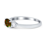 Three Stone Oval Engagement Ring Simulated Cubic Zirconia 925 Sterling Silver