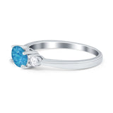 Three Stone Oval Engagement Ring Simulated Cubic Zirconia 925 Sterling Silver