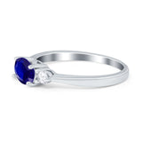 Three Stone Oval Engagement Ring Simulated Cubic Zirconia 925 Sterling Silver