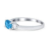 Three Stone Oval Engagement Ring Simulated Cubic Zirconia 925 Sterling Silver