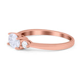 Three Stone Oval Engagement Ring Simulated Cubic Zirconia 925 Sterling Silver