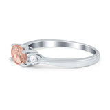 Three Stone Oval Engagement Ring Simulated Cubic Zirconia 925 Sterling Silver