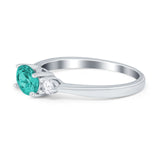 Three Stone Oval Engagement Ring Simulated Cubic Zirconia 925 Sterling Silver