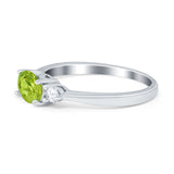 Three Stone Oval Engagement Ring Simulated Cubic Zirconia 925 Sterling Silver