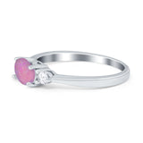 Three Stone Oval Engagement Ring Simulated Cubic Zirconia 925 Sterling Silver