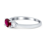 Three Stone Oval Engagement Ring Simulated Cubic Zirconia 925 Sterling Silver