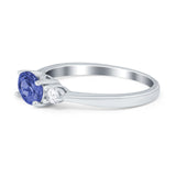 Three Stone Oval Engagement Ring Simulated Cubic Zirconia 925 Sterling Silver