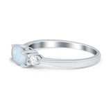 Three Stone Oval Engagement Ring Simulated Cubic Zirconia 925 Sterling Silver