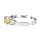 Three Stone Oval Engagement Ring Simulated Cubic Zirconia 925 Sterling Silver