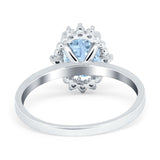 Halo Style Oval Engagement Ring Simulated Cubic Zirconia 925 Sterling Silver