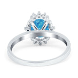 Halo Style Oval Engagement Ring Simulated Cubic Zirconia 925 Sterling Silver
